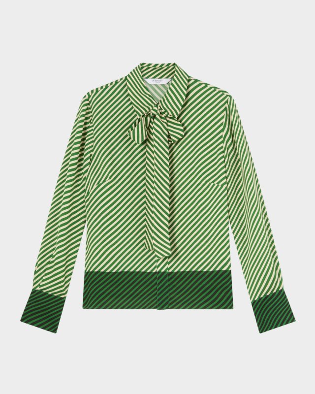 Lize Striped Tie-Neck Shirt